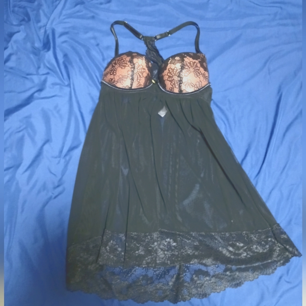 Black pink lacey slip